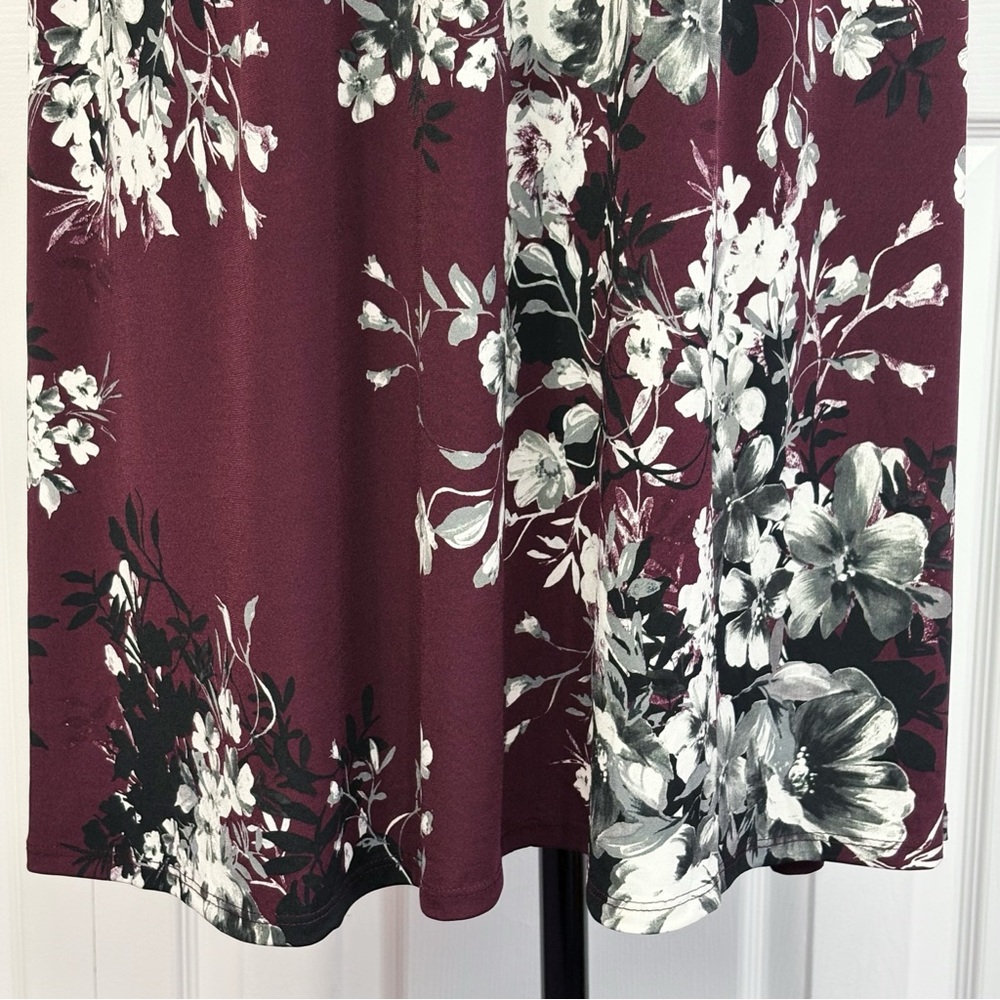 NWT Connected Apparel Bordeaux Wine Floral Bell Sleeve Dress 20W - Picture 11 of 16